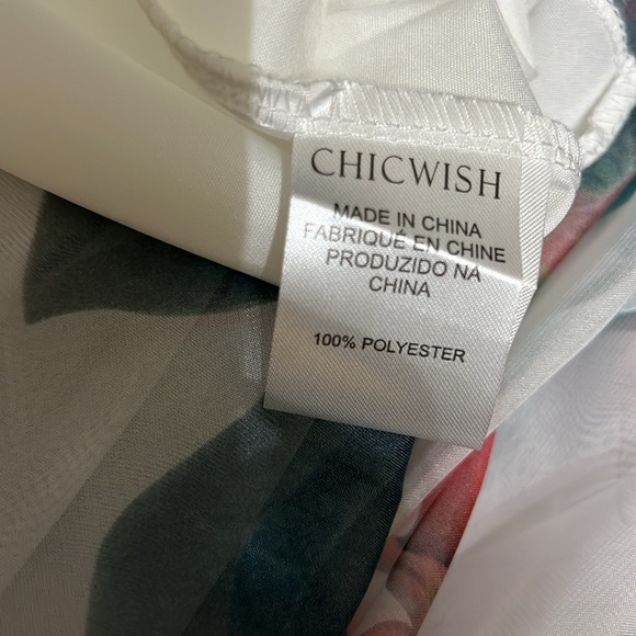 Chic Wish floral skirt - white with blue and coral - Picture 3 of 4